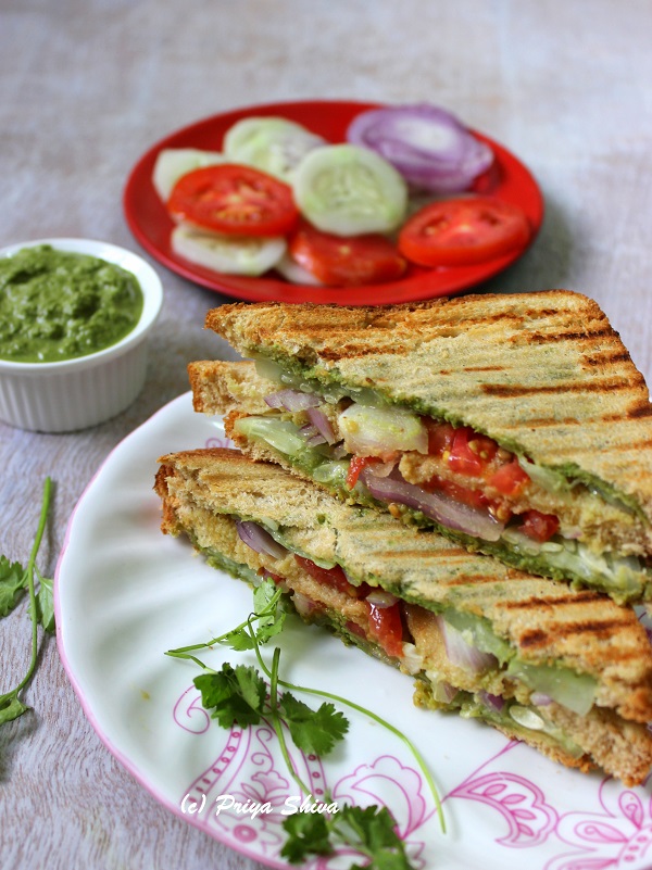 Grilled Bombay Sandwich Recipe - PRIYA KITCHENETTE