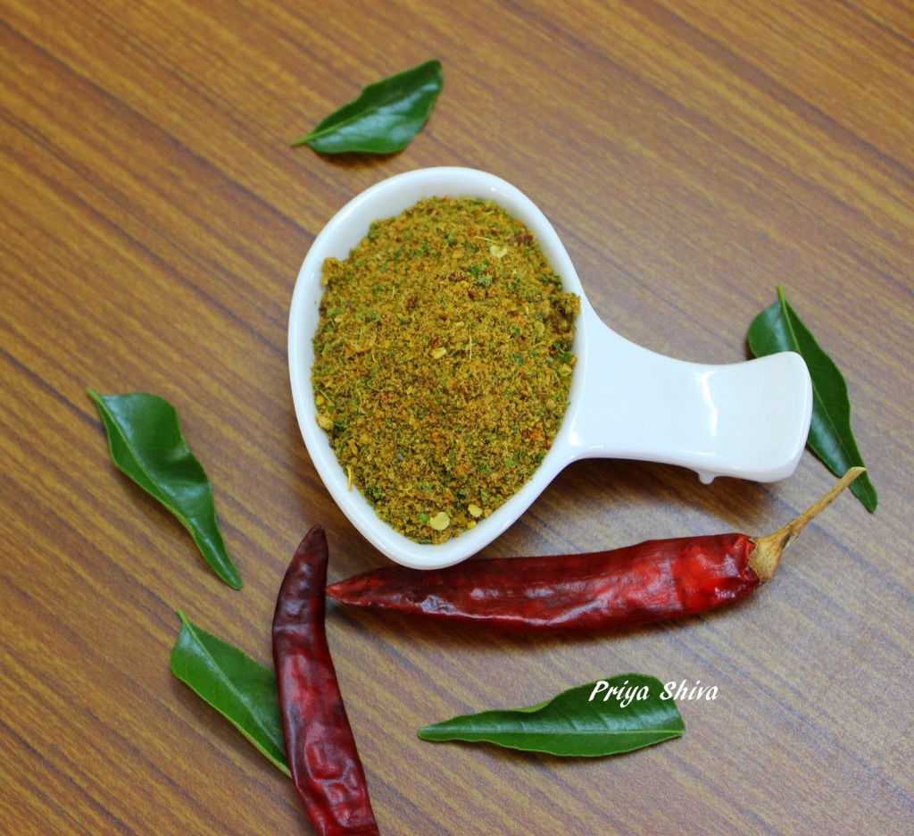 masala, recipe, karuvepillai podi