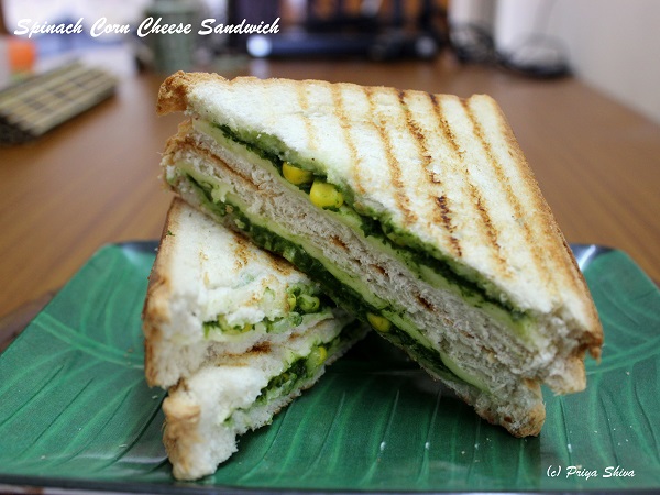 spinach corn cheese sandwich