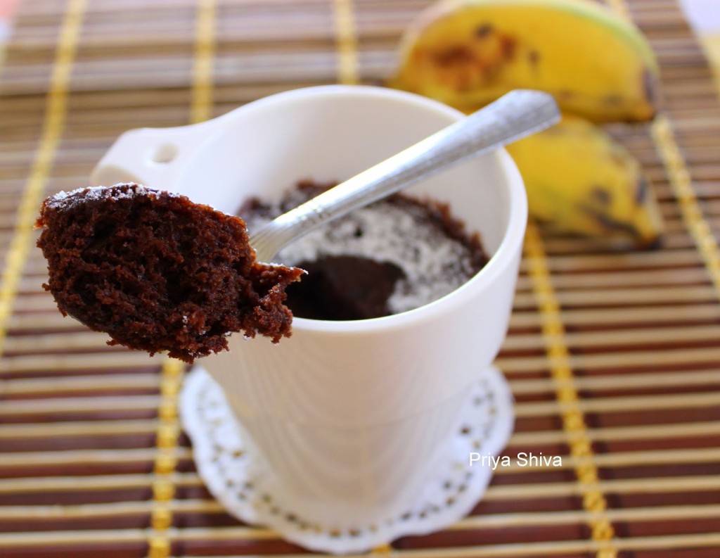 Eggless Nutella Banana Mug Cake