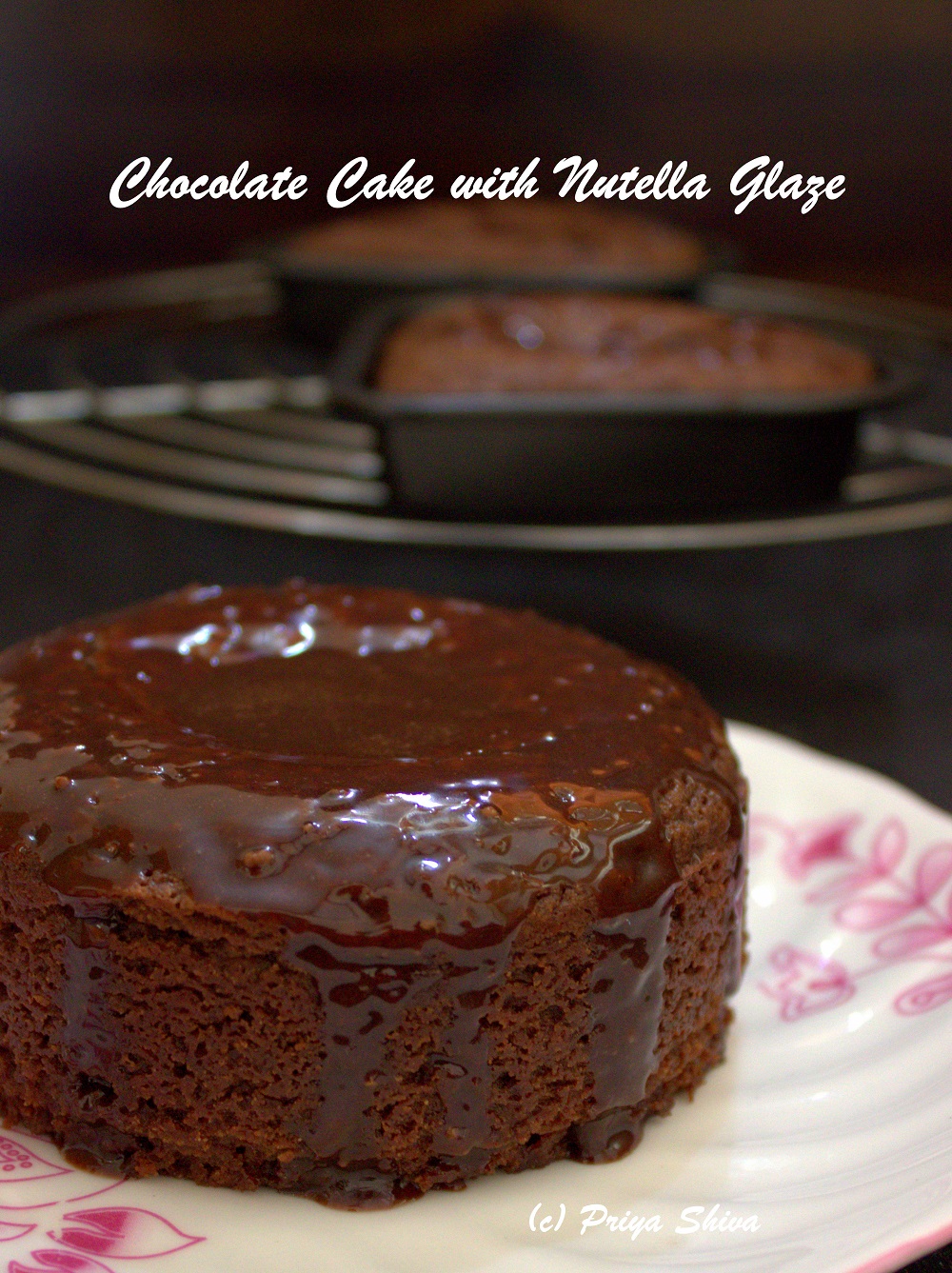 eggless chocolate cake with nutella glaze