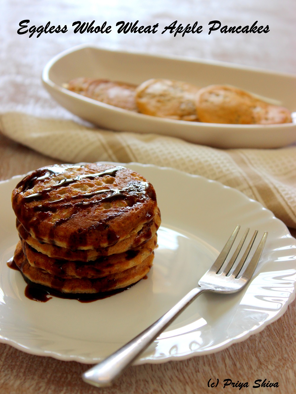 eggless whole wheat apple pancakes