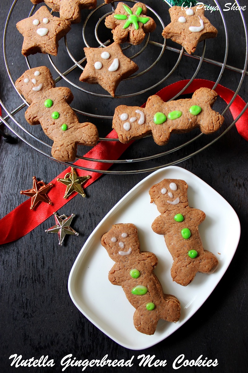 Eggless Nutella Gingerbread Men cookies