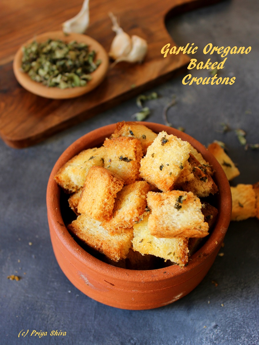 Garlic Oregano Baked Croutons