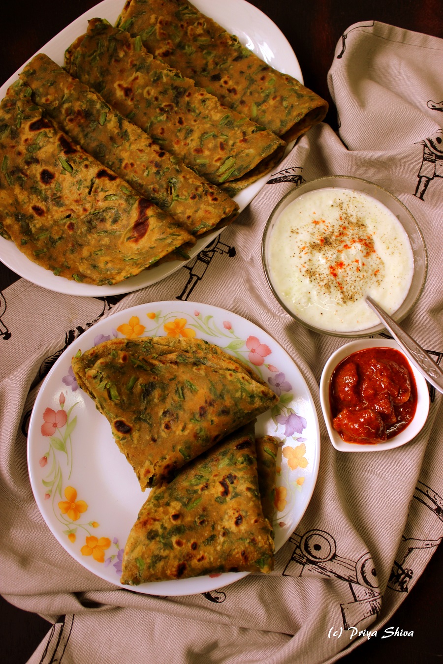 Palak Paratha, spinach paratha