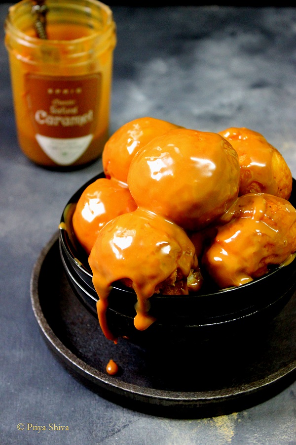 Salted Caramel Glazed Donut Balls