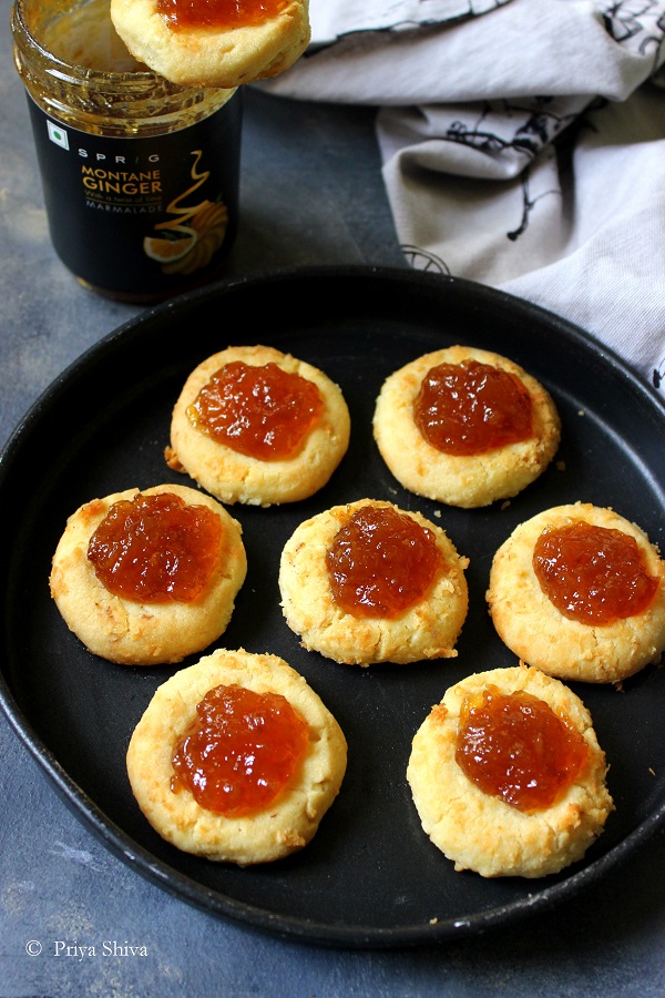 Ginger Marmalade Coconut Thumbprint Cookies recipe