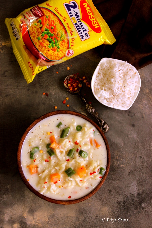 Vegetable Maggi Noodle In White Sauce - PRIYA KITCHENETTE