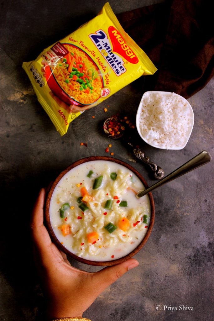 vegetable maggi Noodle in White Sauce