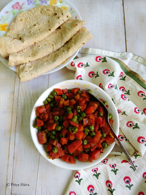 Gajar Matar ki Sabzi - Carrot Peas Stir Fry recipe