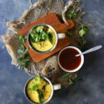 khaman dhokla in a mug