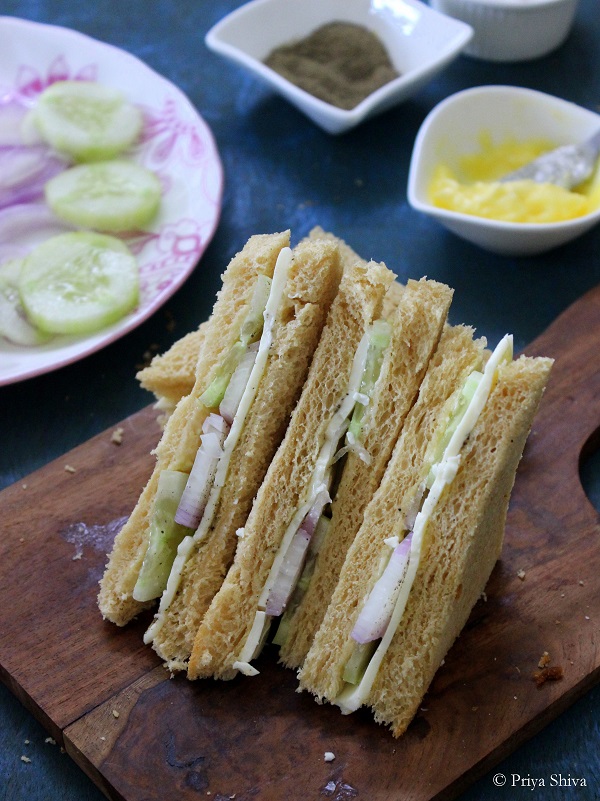 Cucumber Onion Cheese Sandwich Recipe